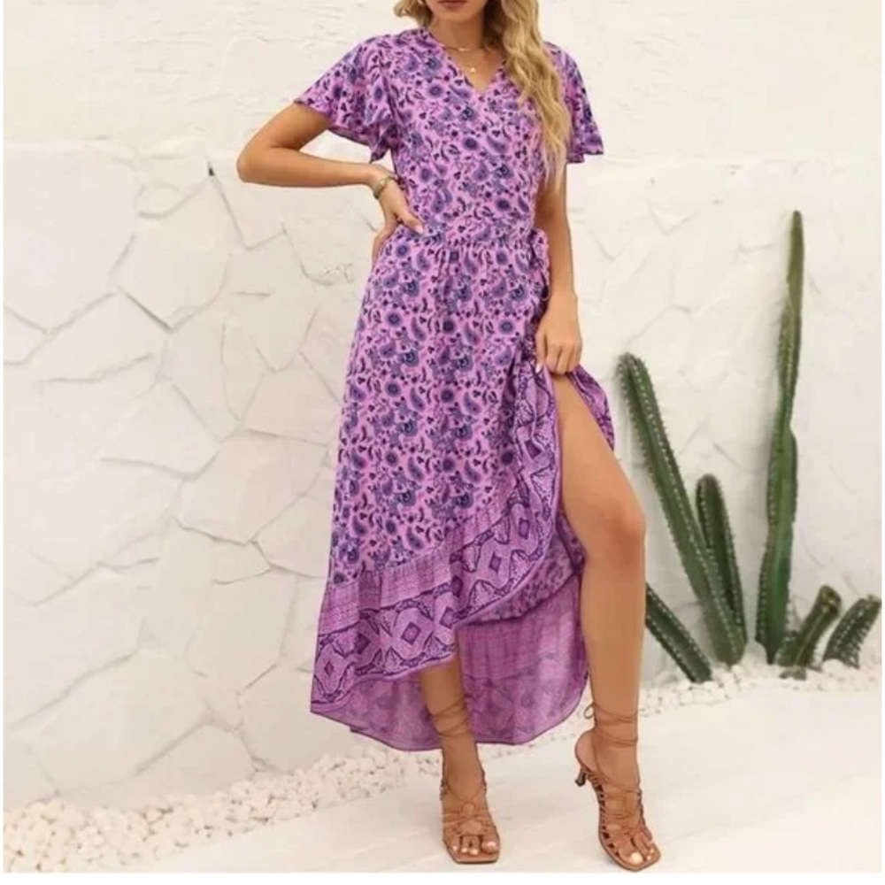 Purple Patterned Women's Dress